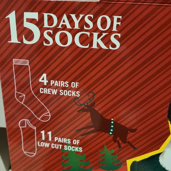 2 for $30 Men's ELF 15 Days of Socks Advent Calendar Christmas Size 6-12 NEW - Picture 6 of 6